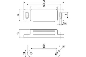 Магнит мебельный Soller L-74 h-15 белый